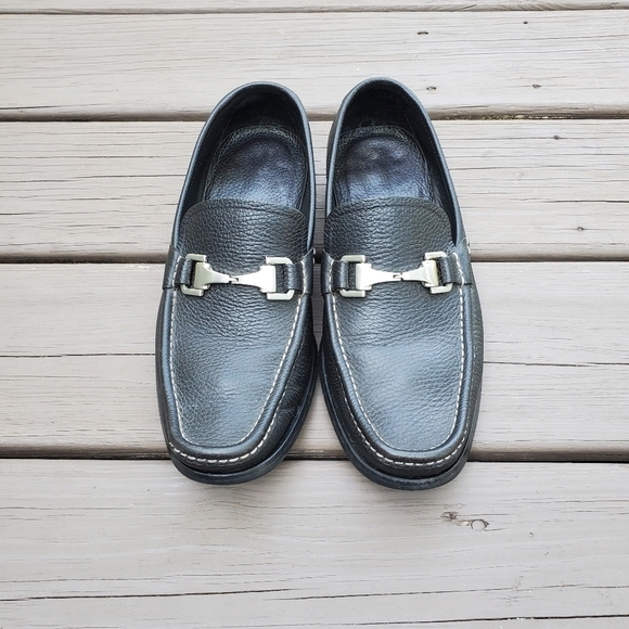 Allen Edmonds Firenze Black Leather Italian Moc Toe Horsebit Vamp Saddle Loafer - Picture 1 of 9